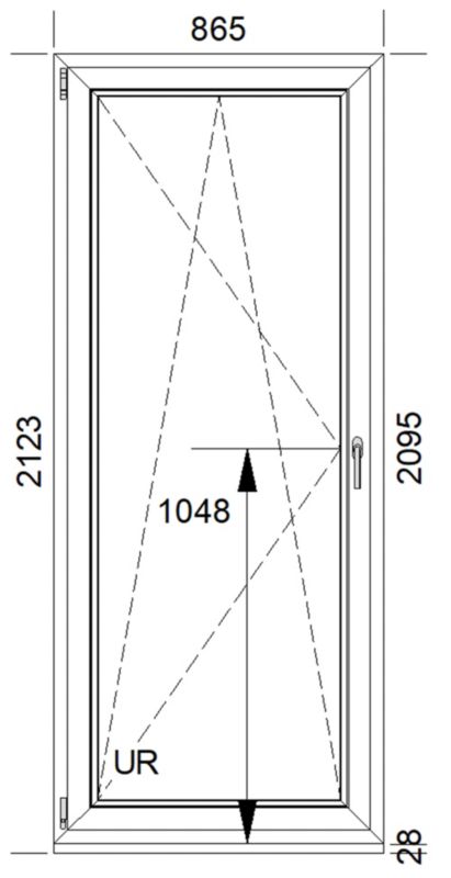 Okno PCV rozwierno-uchylne dwuszybowe 865 x 2095 mm lewe antracytowe / białe