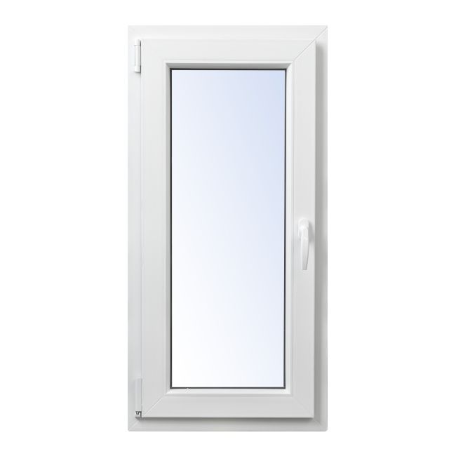 Okno PCV rozwierno-uchylne dwuszybowe Rehau 565 x 1135 mm lewe białe