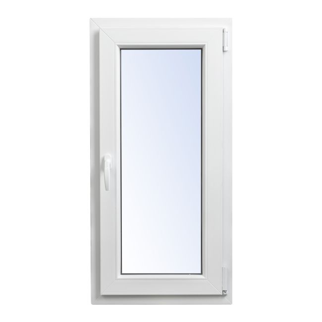 Okno PCV rozwierno-uchylne dwuszybowe Rehau 565 x 1135 mm prawe białe