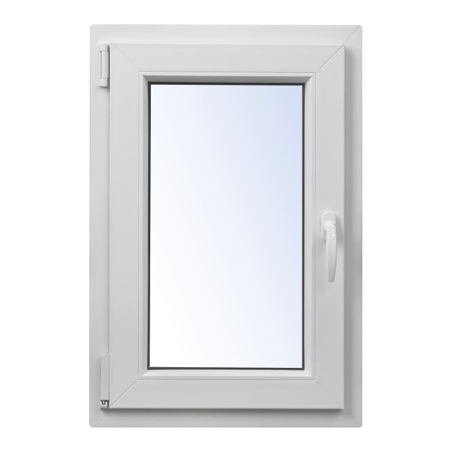 Okno PCV rozwierno-uchylne dwuszybowe Rehau 565 x 835 mm lewe białe