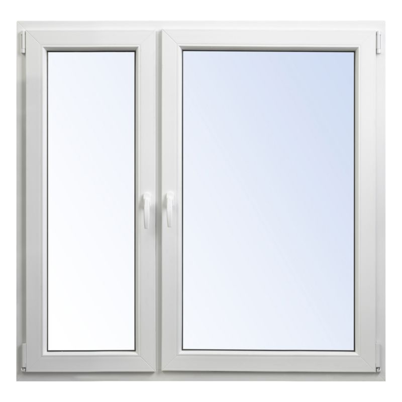 Okno PCV rozwierno-uchylne + rozwierne trzyszybowe 1465 x 1135 mm asymetryczne białe/antracyt