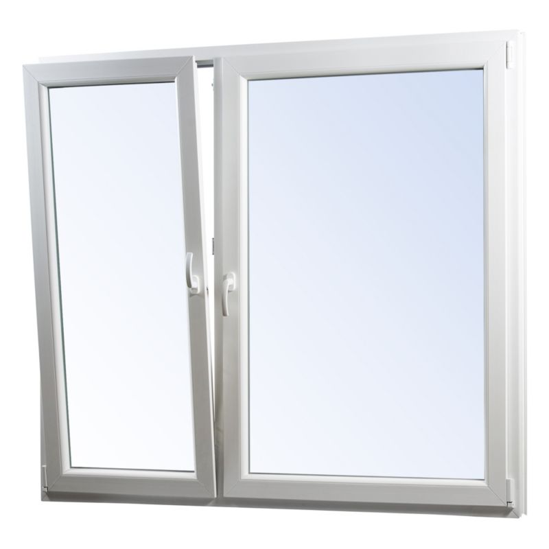 Okno PCV rozwierno-uchylne + rozwierne trzyszybowe 1465 x 1435 mm asymetryczne lewe białe