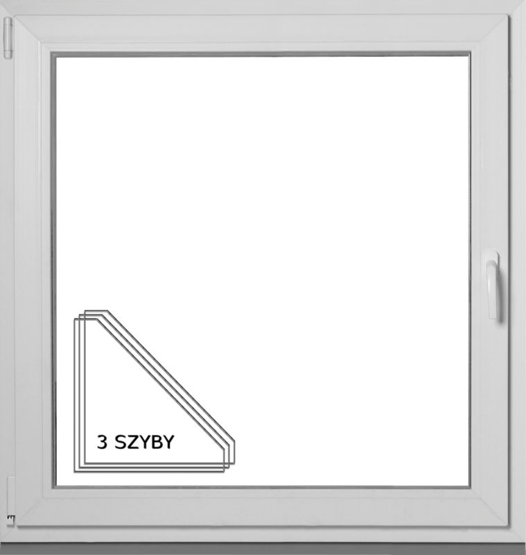 Okno PCV rozwierno-uchylne trzyszybowe 1065 x 1035 mm lewe białe