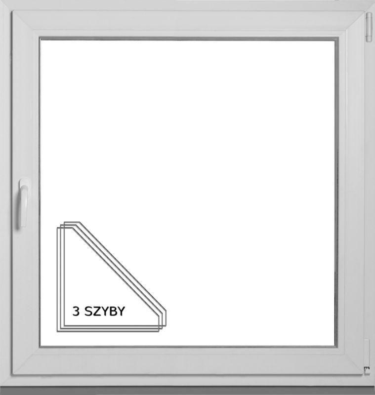 Okno PCV rozwierno-uchylne trzyszybowe 1165 x 1135 mm prawe białe