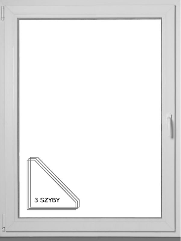 Okno PCV rozwierno-uchylne trzyszybowe 1165 x 1435 mm lewe białe