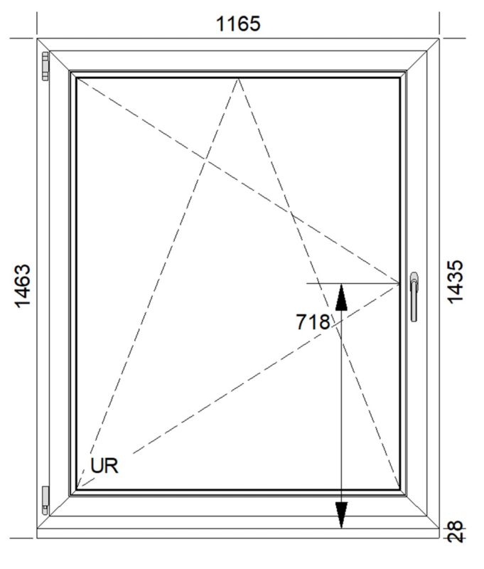 Okno PCV rozwierno-uchylne trzyszybowe 1165 x 1435 mm lewe białe