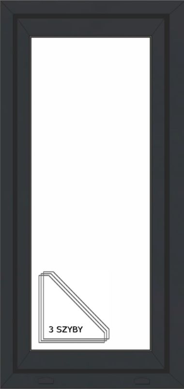 Okno PCV rozwierno-uchylne trzyszybowe 565 x 1135 mm lewe antracytowe / białe