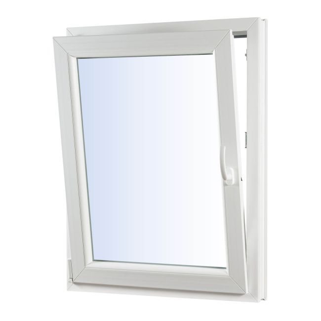 Okno PCV rozwierno-uchylne trzyszybowe 565 x 1435 mm lewe antracytowe