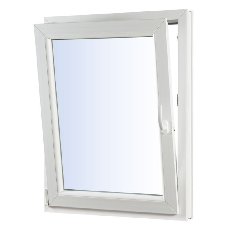 Okno PCV rozwierno-uchylne trzyszybowe 565 x 1435 mm lewe białe/antracyt