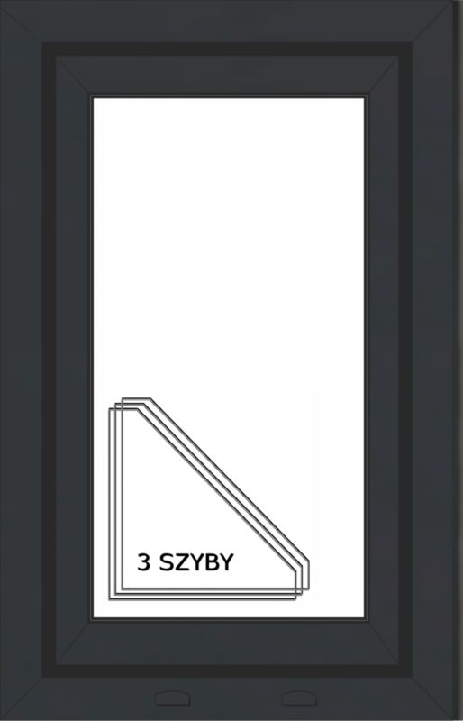 Okno PCV rozwierno-uchylne trzyszybowe 565 x 835 mm lewe antracytowe / białe