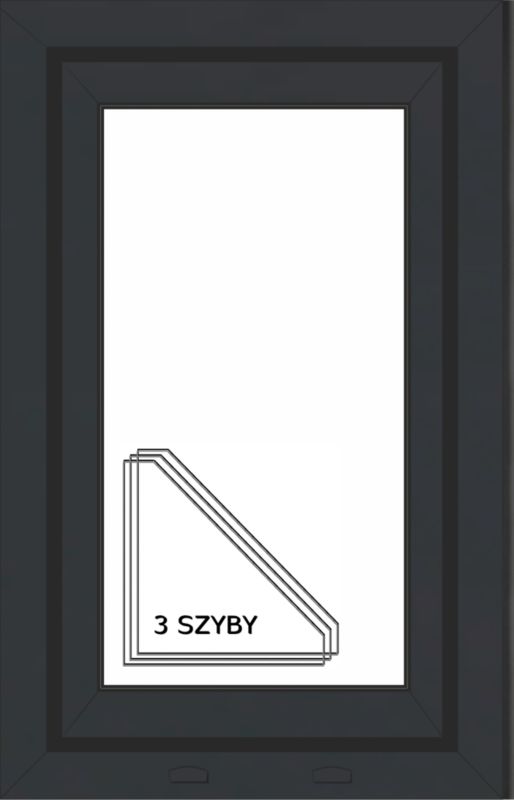 Okno PCV rozwierno-uchylne trzyszybowe 565 x 835 mm prawe antracytowe / białe