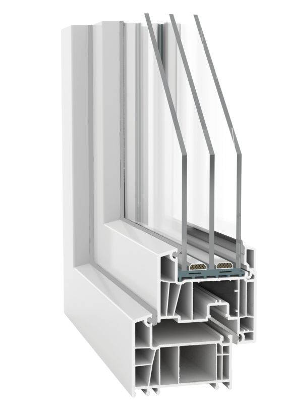 Okno PCV rozwierno-uchylne trzyszybowe 865 x 1135 mm lewe białe