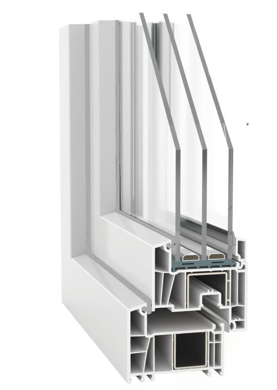 Okno PCV rozwierno-uchylne trzyszybowe 865 x 1435 mm prawe białe