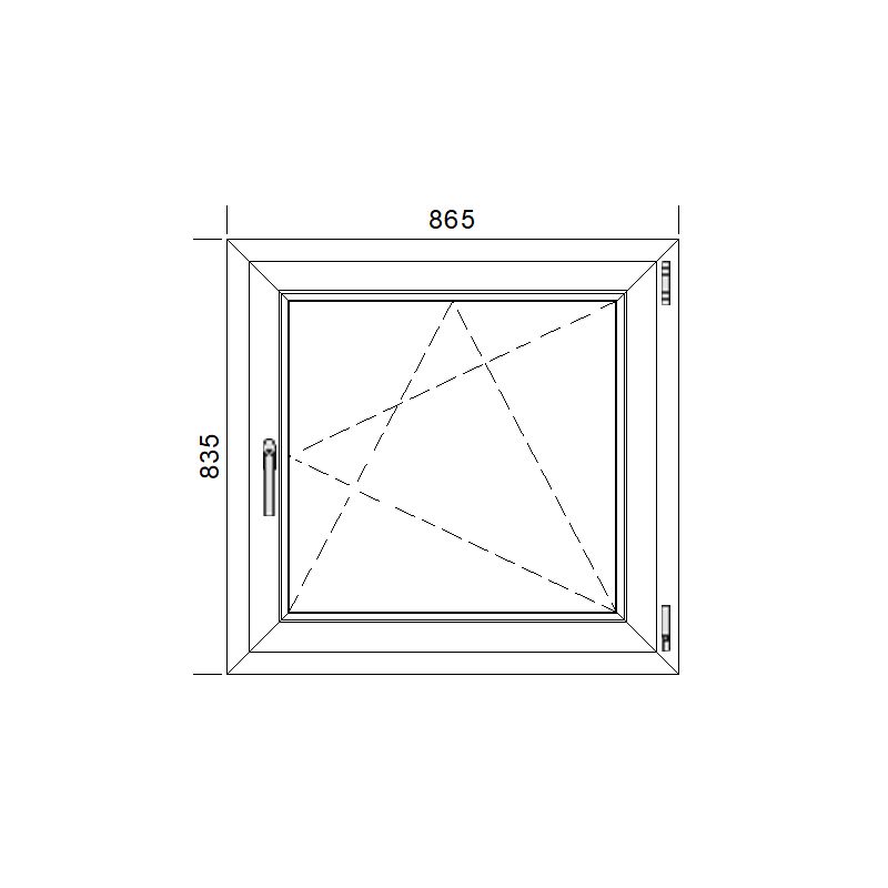 Okno PCV rozwierno-uchylne trzyszybowe 865 x 835 mm prawe białe
