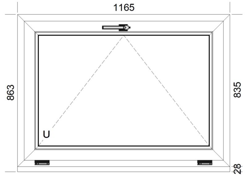 Okno PCV uchylne trzyszybowe 1165 x 835 mm antracytowe / białe
