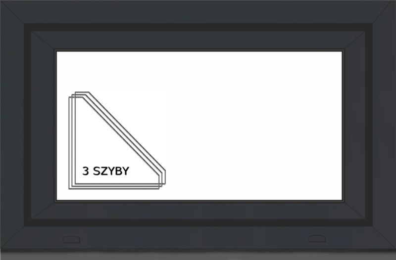 Okno PCV uchylne trzyszybowe 865 x 535 mm antracytowe / białe