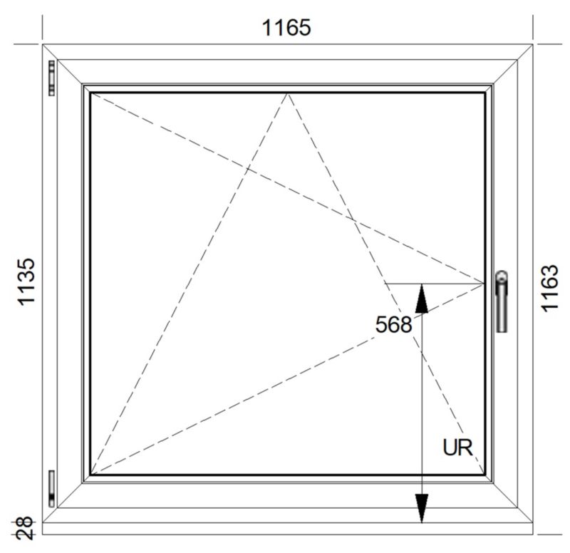 Okno PVC rozwierne + rozwierno-uchylne trzyszybowe 1165 x 1135 mm lewe białe