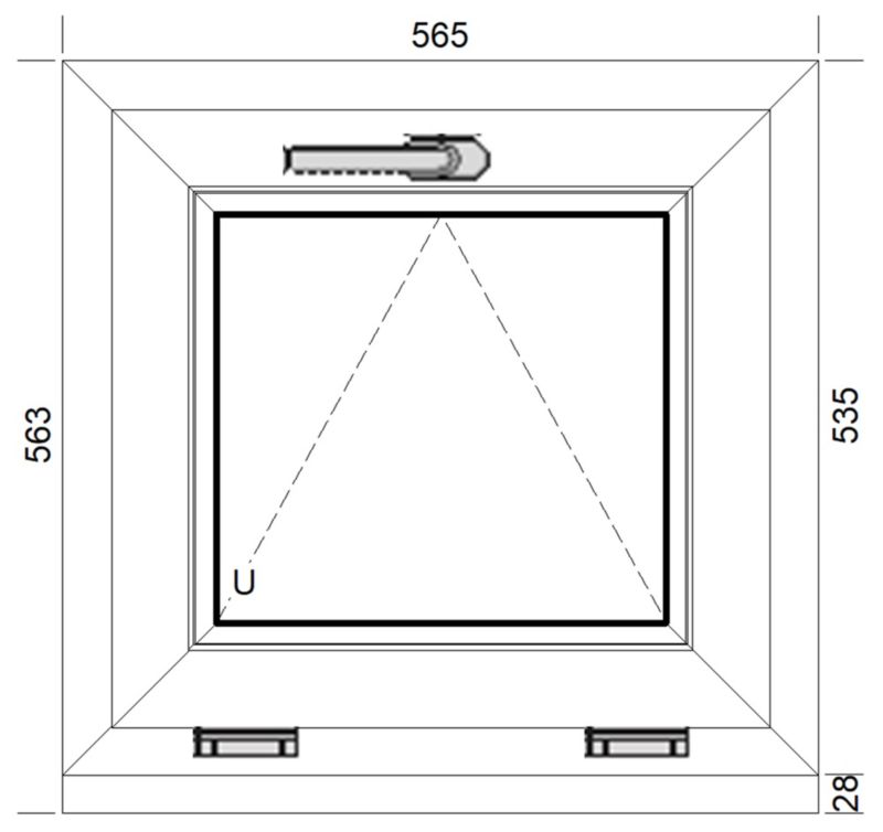 Okno PVC uchylne dwuszybowe 565 x 535 mm białe