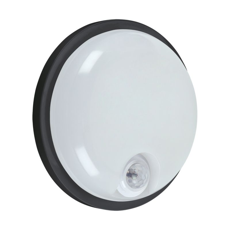 Okrągła lampa zewnętrzna LED (plafoniera) z cz ruchu STRUHM ELIAS LED C PIR 15W BLACK NW czarna barwa św. neutralna biała - 1 szt.