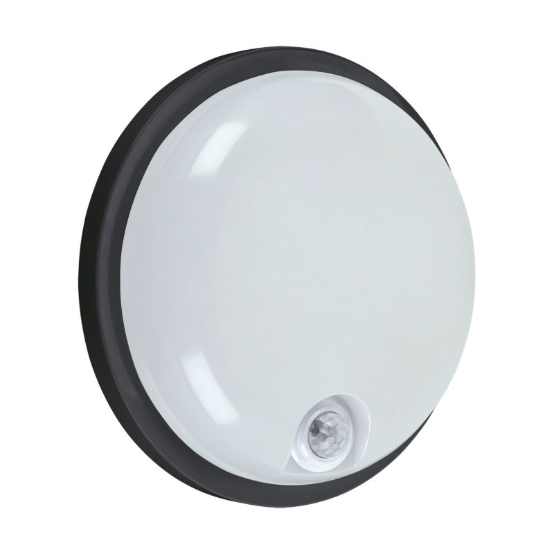 Okrągła lampa zewnętrzna LED (plafoniera) z cz ruchu STRUHM ELIAS LED C PIR 20W BLACK NW czarna barwa św. neutralna biała - 1 szt.