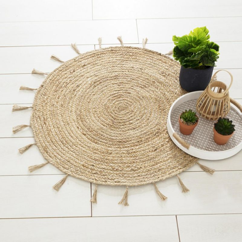 Kulatý jutový koberec Cosy Atmosphera hnědá 80 cm 1 ks.