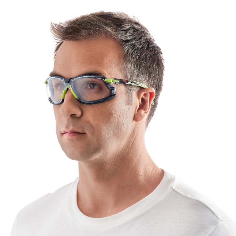 Okulary ochronne 3M™ Solus™ 1000 zielono-czarne powłoka Scotchgard™ Protector uszczelka piankowa przezroczyste soczewki 1 szt.
