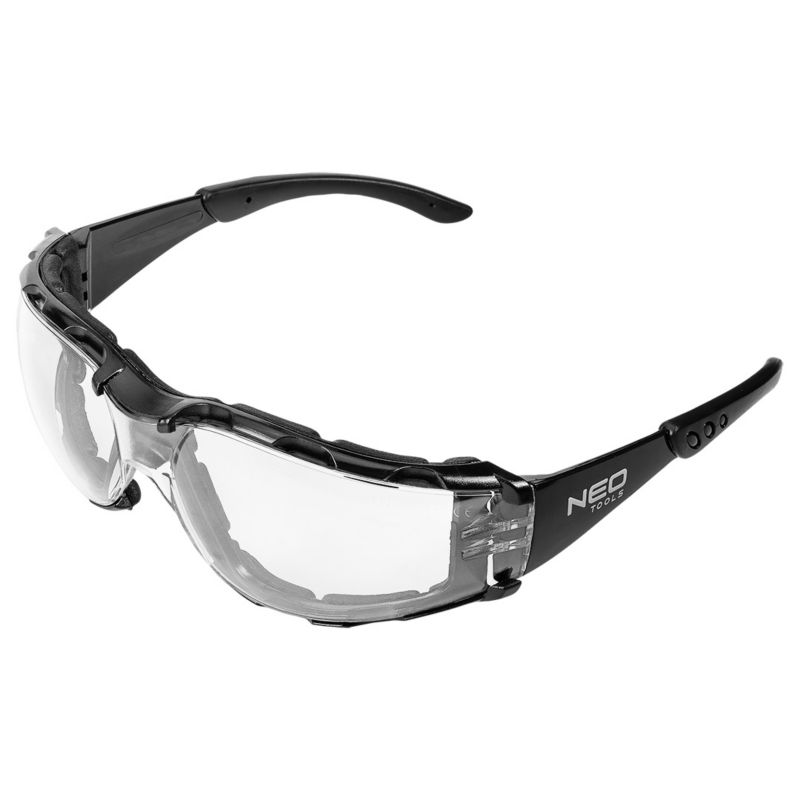 Okulary ochronne NEO TOOLS z wkładką piankową, białe soczewki, klasa odpornosci FT 1 szt