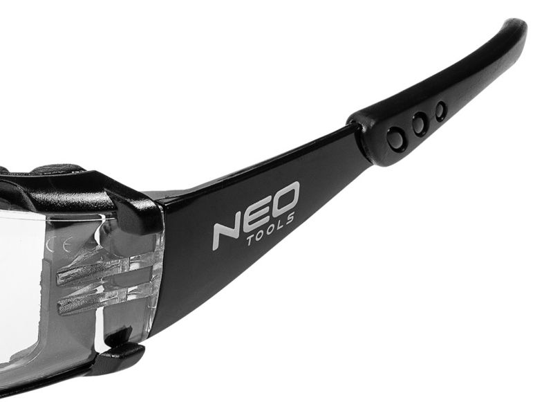 Okulary ochronne NEO TOOLS z wkładką piankową, białe soczewki, klasa odpornosci FT 1 szt