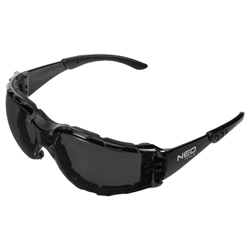 Okulary ochronne NEO TOOLS z wkładką piankową, przyciemniane soczewki, klasa odpornosci FT 1 szt