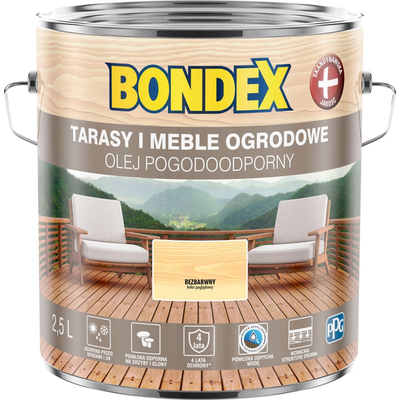 Olej do drewna Bondex Pogodoodporny bezbarwny 2,5 l