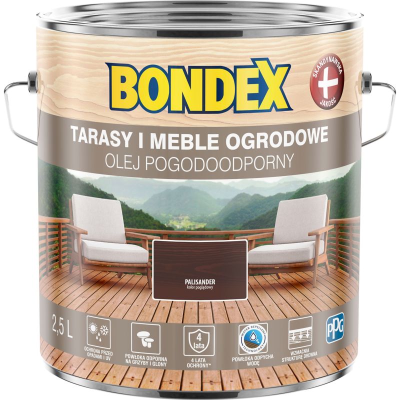 Olej do drewna Bondex Pogodoodporny palisander 2,5 l