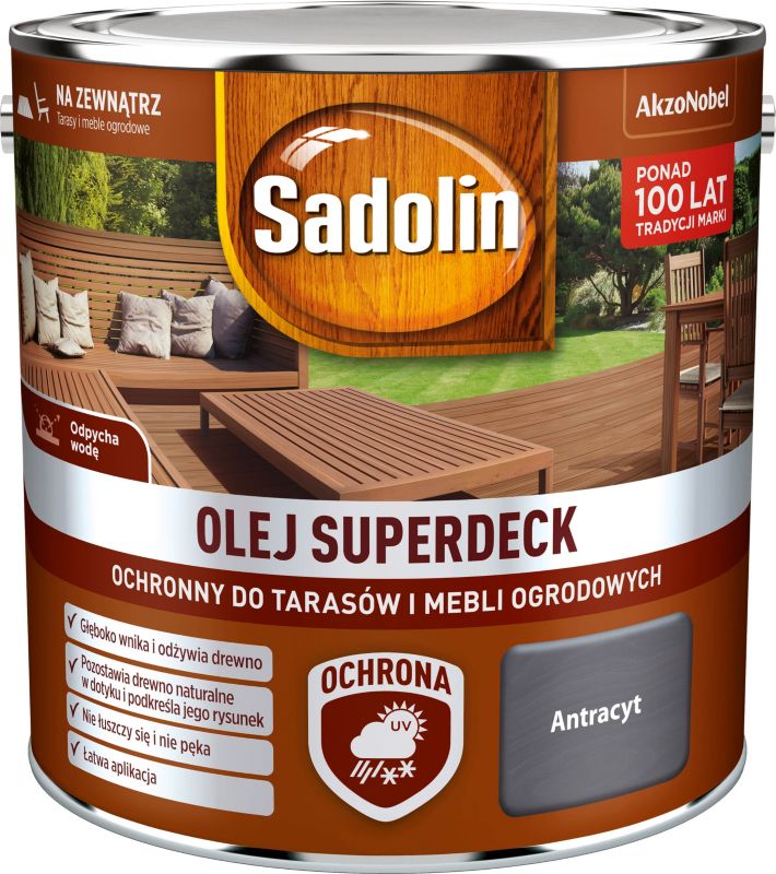 Olej do drewna Sadolin Superdeck antracyt 2,5 l