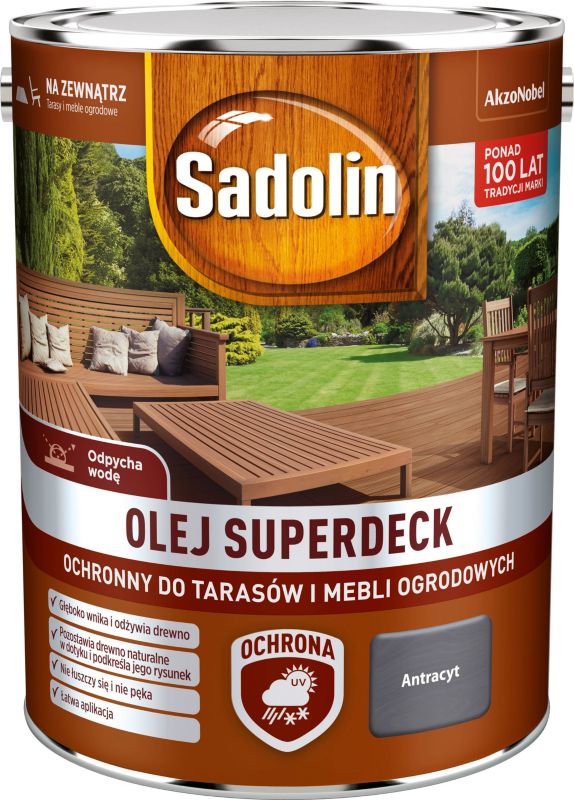 Olej do drewna Sadolin Superdeck antracyt 5 l