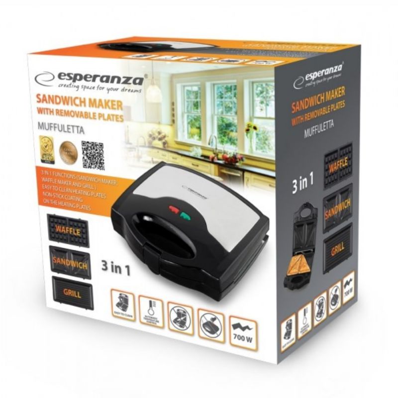 Opiekacz Do Kanapek Esperanza Muffuletta Ekt005 Toster Sandwich elektryczny 1 szt.