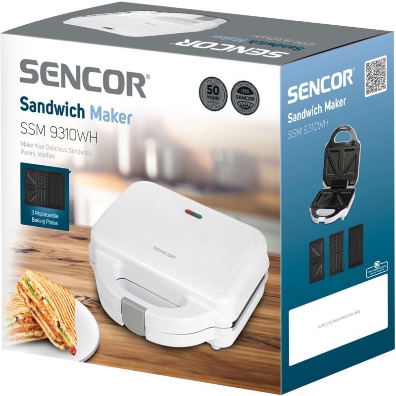 Opiekacz Do Kanapek  Sencor SSM 9310WH Toster Wymienne Płytki 750W Biały 1szt