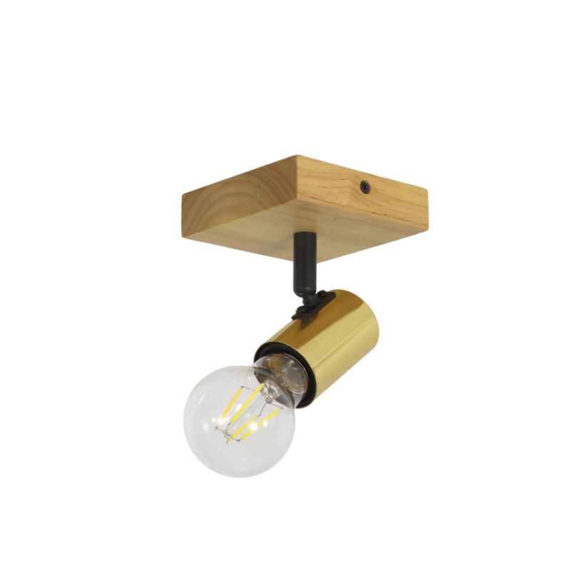 Oprawa ścienno-sufitowa LL ANBLIN G EL-1l E27 66576 LightLogic złota drewno regulacja kinkiet 1 szt.