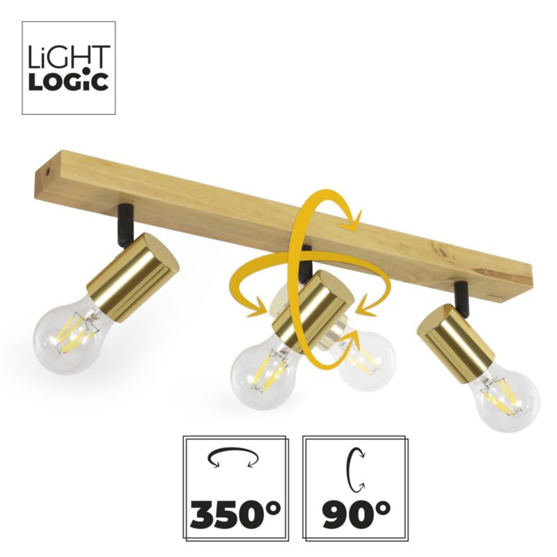 Oprawa ścienno-sufitowa LL ANBLIN G EL-3l E27 66578 LightLogic złota regulacja loft 50 cm 1 szt.