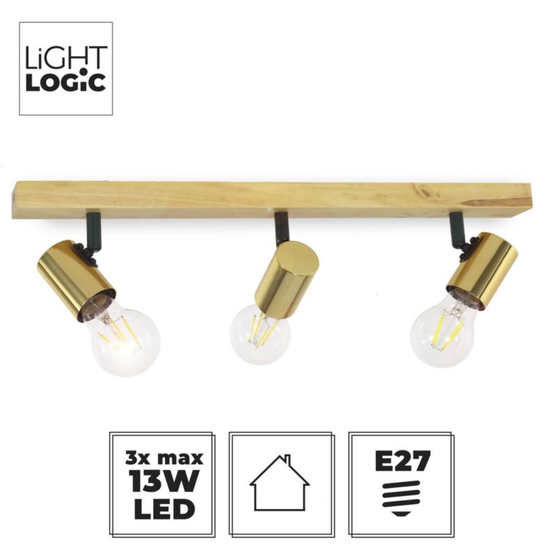 Oprawa ścienno-sufitowa LL ANBLIN G EL-3l E27 66578 LightLogic złota regulacja loft 50 cm 1 szt.