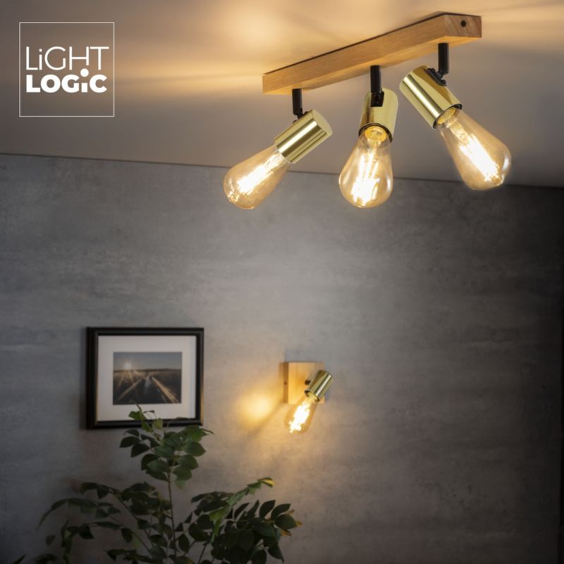 Oprawa ścienno-sufitowa LL ANBLIN G EL-3l E27 66578 LightLogic złota regulacja loft 50 cm 1 szt.