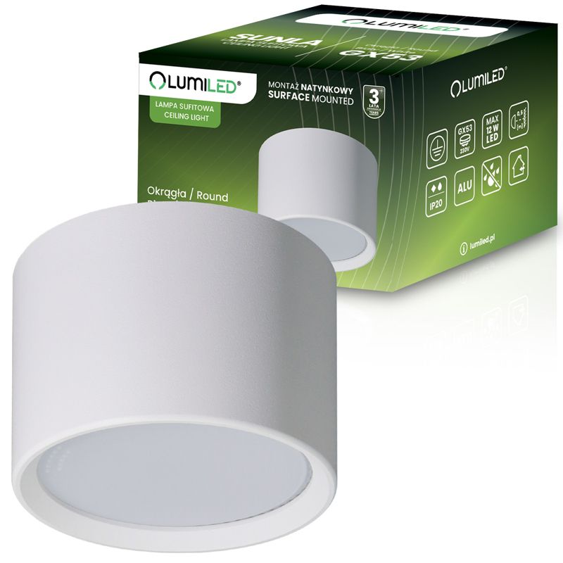 Oprawa Halogenowa Lumiled Natynkowa Tuba Gx53 LED Spot Kinkiet Sufitowa Walec Biały 1 szt.