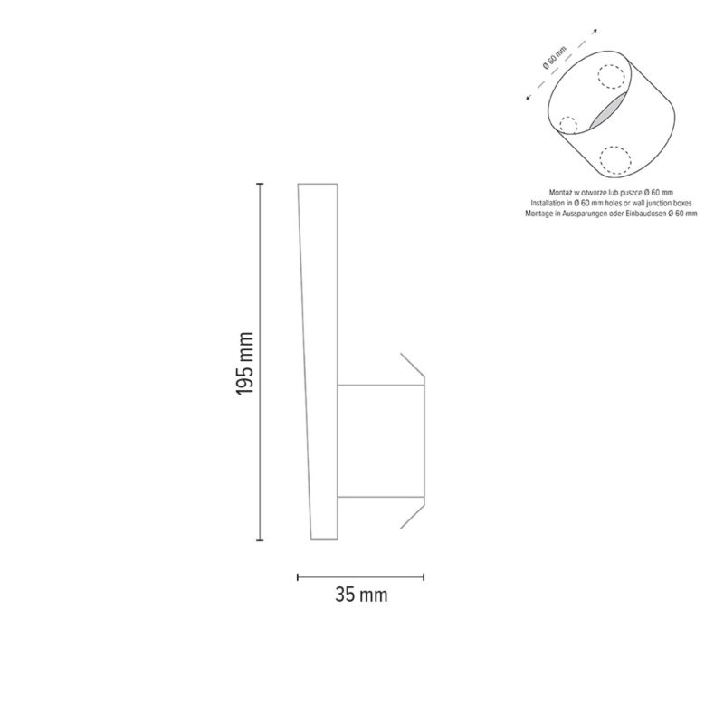 Oprawa LED do ścian, schodów i ciągów komunikacyjnych SPOT Light Luna MAX 2,6W 230V Stal Szlachetna 3000K IP44, 1 szt.
