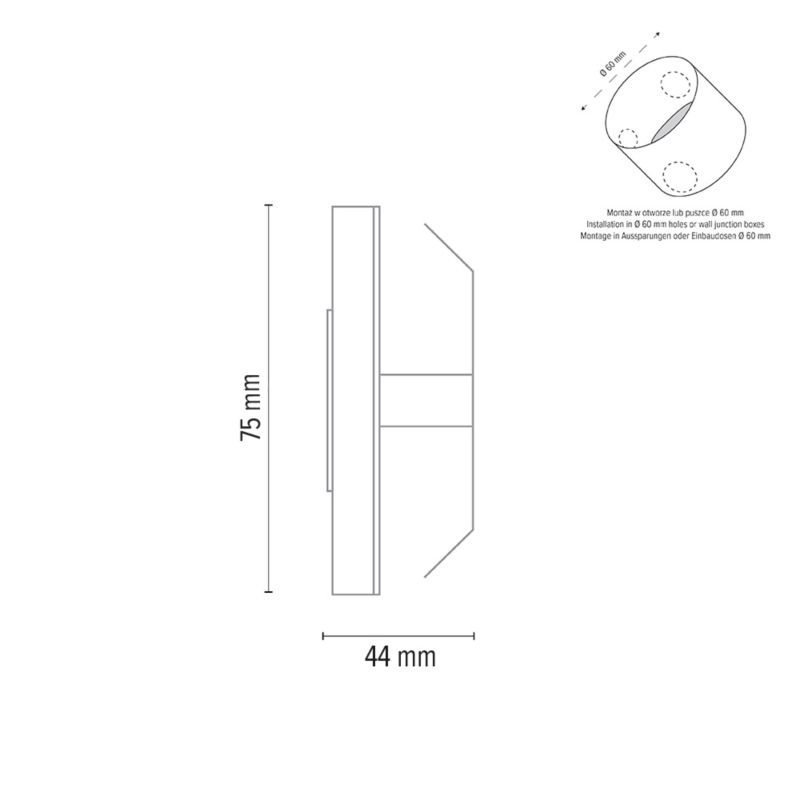 Oprawa LED do schodów i ciągów komunikacyjnych SPOT Light Cristal 1W 230V Aluminium, Szkło Akrylowe 6000K IP44, 1 szt.