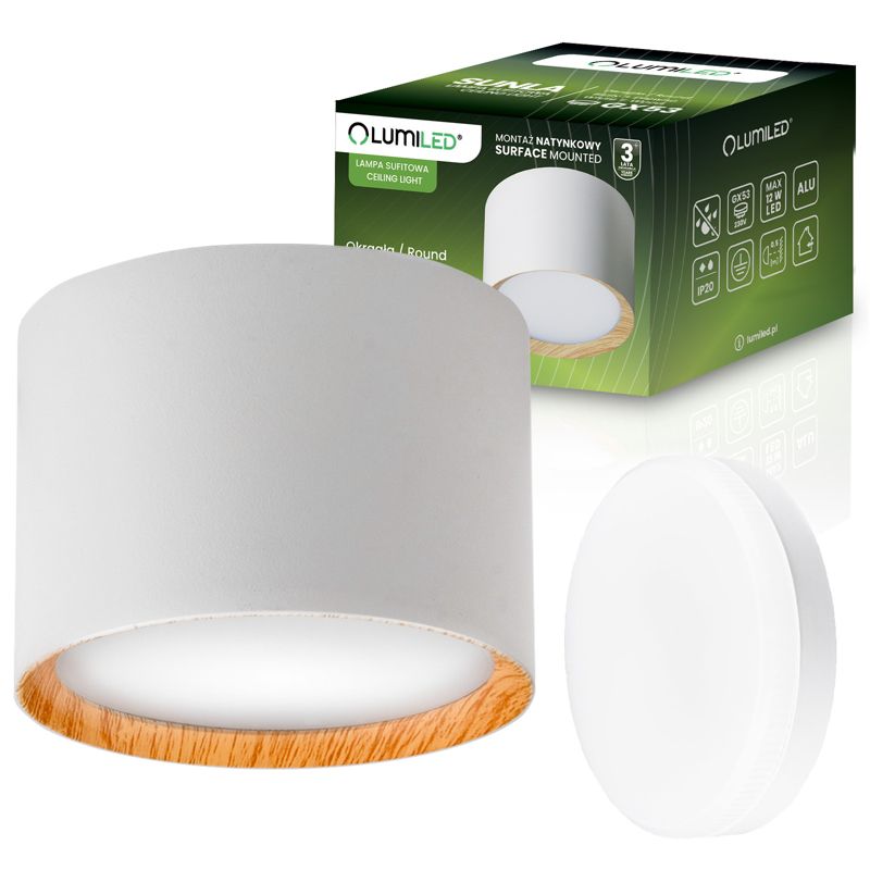 Oprawa Natynkowa Halogenowa 8W Spot Tuba Lampa Sufitowa Biała Żarówka LED GX53 3000K 1 szt.