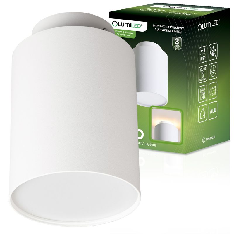 Oprawa Natynkowa Lumiled Halogenowa Spot Tuba GU10 Lampa Sufitowa Okrągła Biała 1 szt.