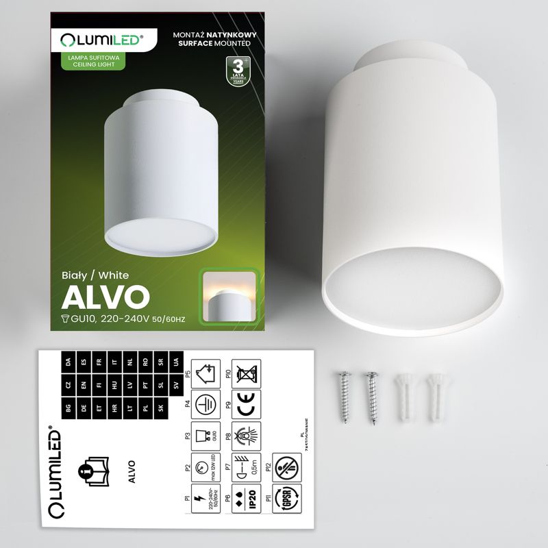 Oprawa Natynkowa Lumiled Halogenowa Spot Tuba GU10 Lampa Sufitowa Okrągła Biała 1 szt.