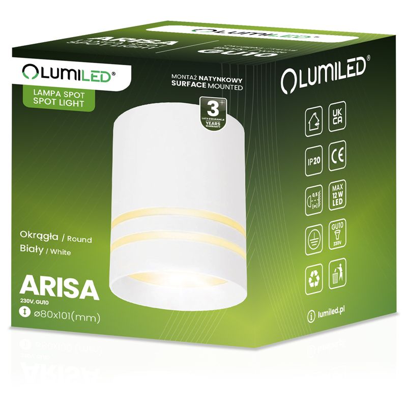 Oprawa Natynkowa Lumiled Halogenowa Spot Tuba GU10 Okrągła Biała 80mm 1 szt.