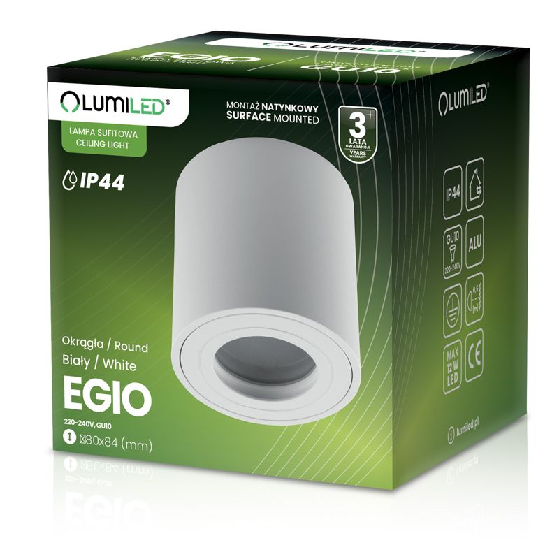 Oprawa Natynkowa Lumiled Halogenowa Spot Tuba Lampa Sufitowa GU10 Okrągła Biała 1 szt.