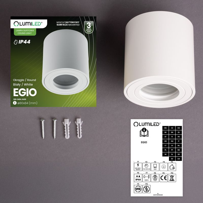 Oprawa Natynkowa Lumiled Halogenowa Spot Tuba Lampa Sufitowa GU10 Okrągła Biała 1 szt.