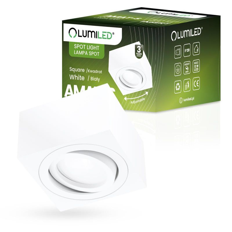 Oprawa Natynkowa Lumiled Halogenowa Spot Tuba Ruchoma Kwadratowa Biała 50mm 1 szt.