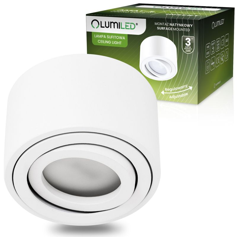 Oprawa Natynkowa Lumiled Halogenowa Spot Tuba Ruchoma Okrągła Biała 50mm 1 szt.